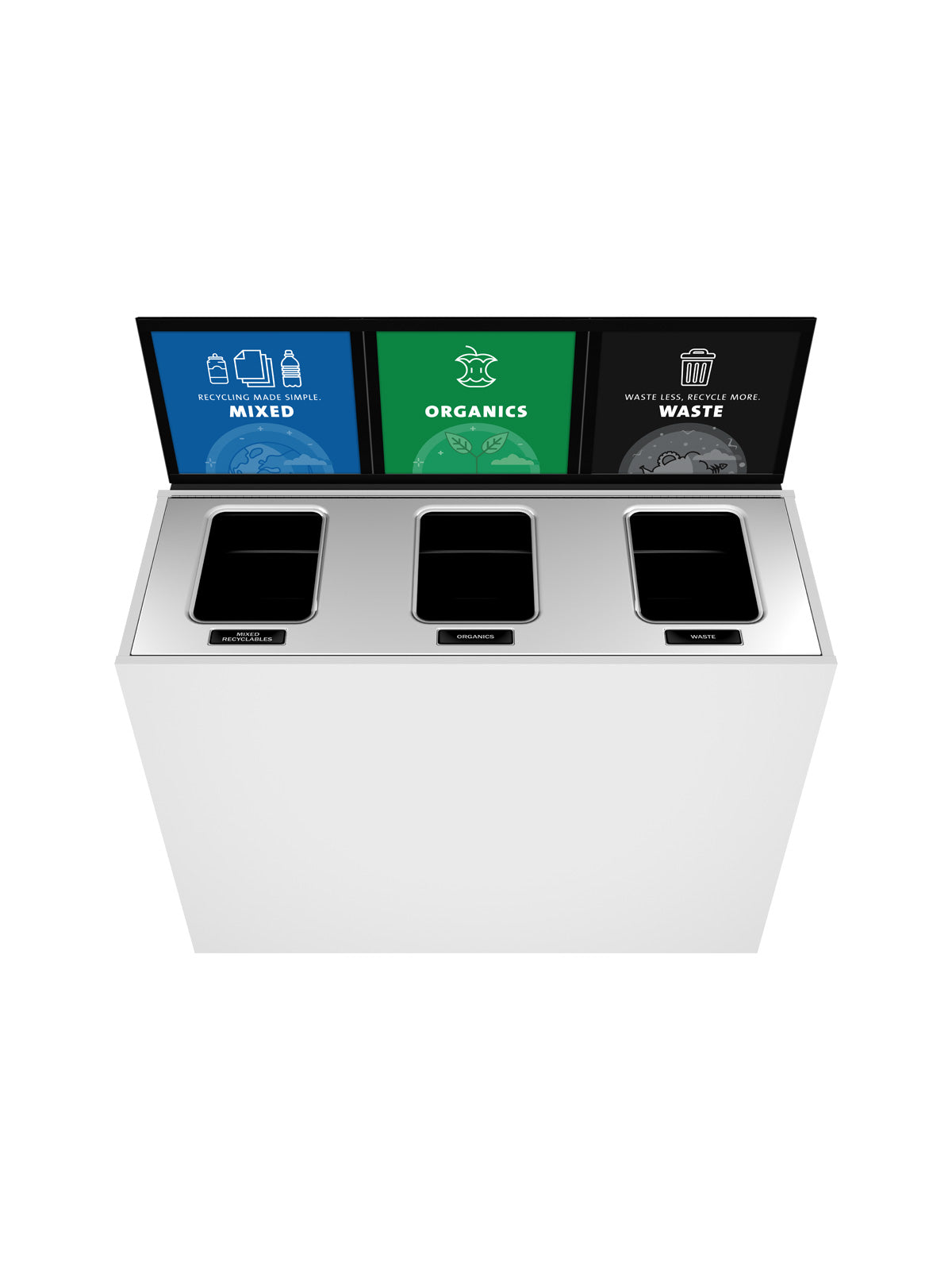 ARISTATA - Triple - Kit - Mixed Recyclables-Organics-Waste - Full-Full-Full - Glacier