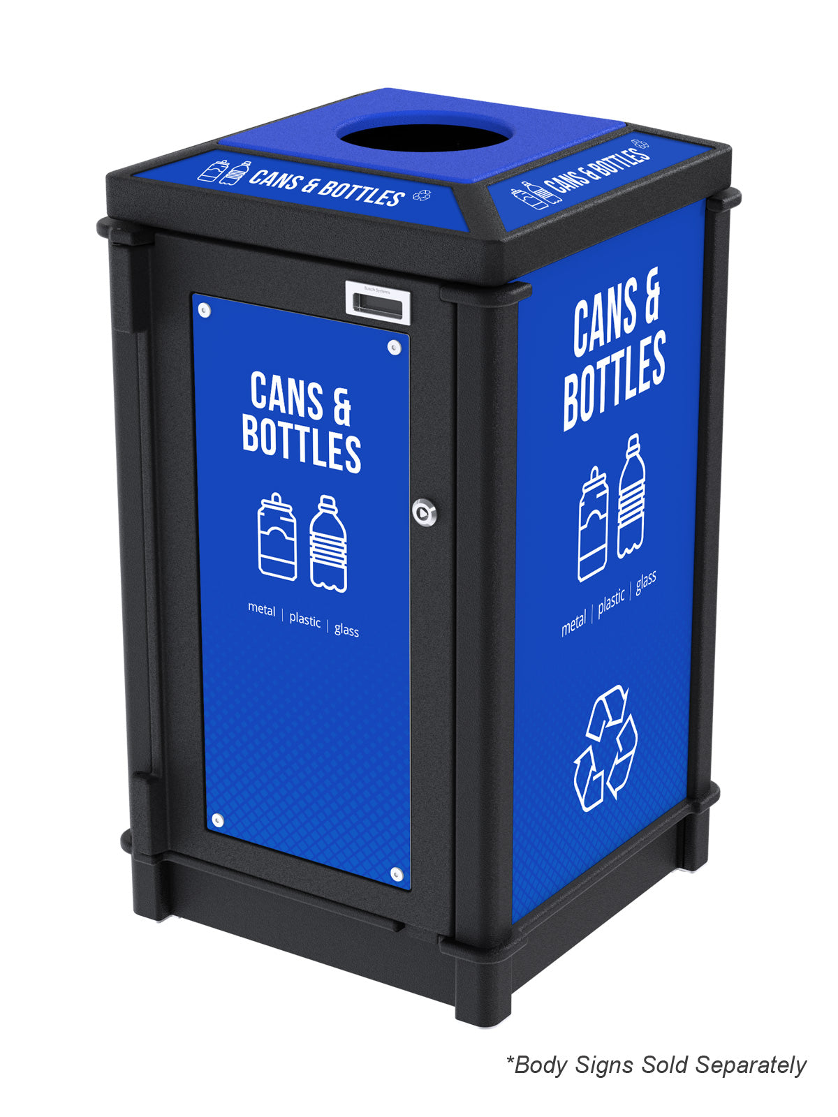 FUSION - Single Stream Top-Load Cans & Bottles Circle Opening Lid and Door Signage