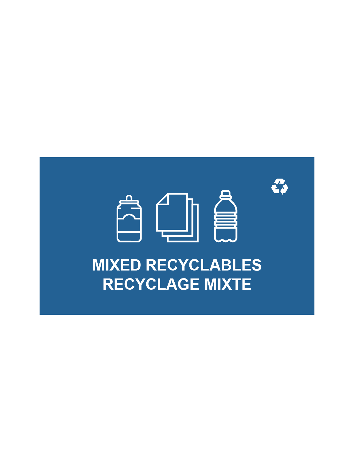 SPECTRUM - Single - Cube Sign - Mixed Recyclables-Recyclage Mixte - Blue-White