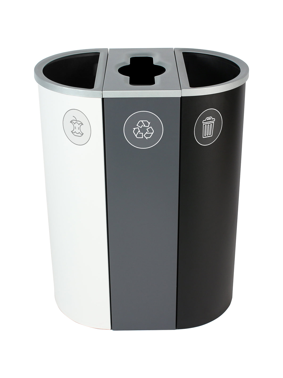 SPECTRUM - Triple - Kit - Organics-Mobius Loop-Waste - Full-Mixed-Full - White-Grey-Black
