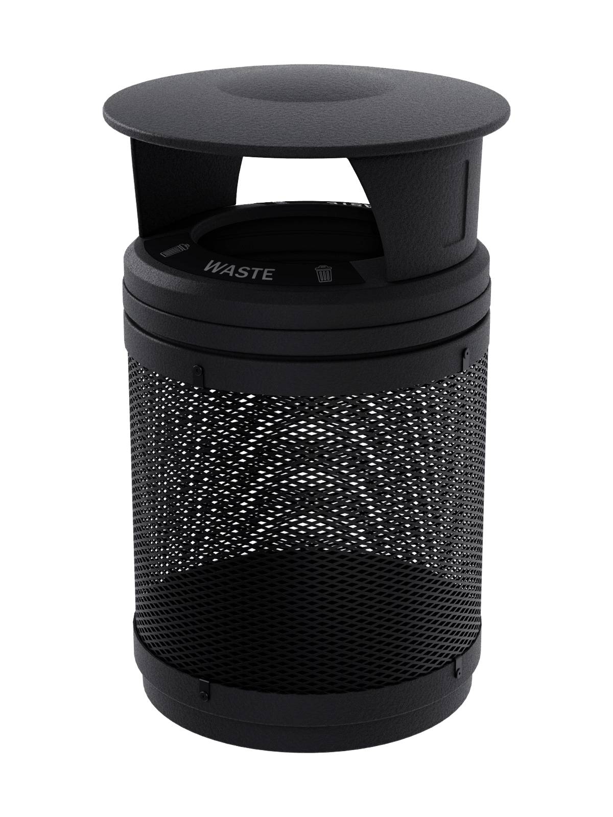 VISTABIN - 50G Collection Bin with Mesh Metal Body, Canopy Lid and 'Waste' Lid Labels