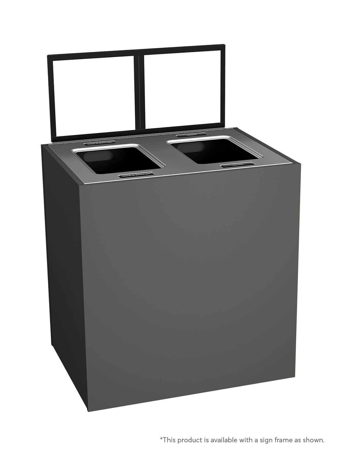 ARISTATA XL - Double Stream, Slate Finish, Hinged Stainless Steel Lid with Full Openings