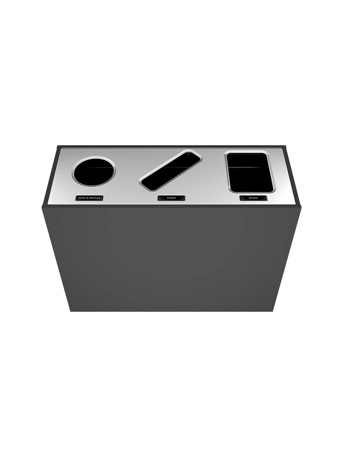 ARISTATA - Triple - Select - Cans & Bottles-Paper-Waste - Circle-Slot-Full - Slate