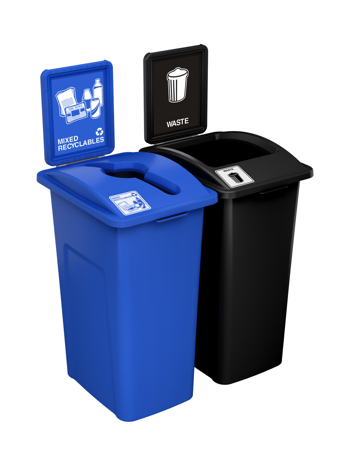 WASTE WATCHER - Double - Kit - Mixed Recyclables-Waste - Mixed-Full - Blue-Black