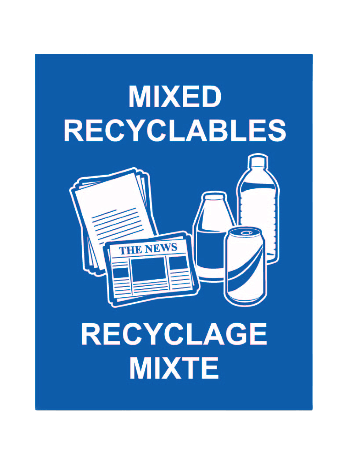 WASTE WATCHER - Sign - Mixed Recyclables-Recyclage Mixte - Blue