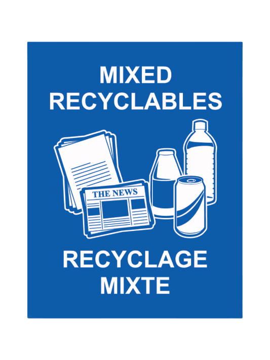 WASTE WATCHER - Sign - Mixed Recyclables-Recyclage Mixte - Blue