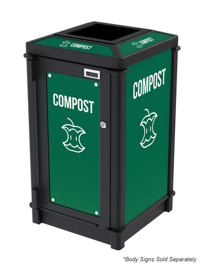 FUSION - Single Stream Top Load Compost Bin with Full Lid Opening and Door Signage