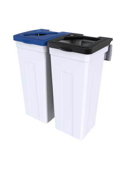 RISE - Double - Kit - Cans & Bottles-Waste - Mixed-Full - White-Blue-Black