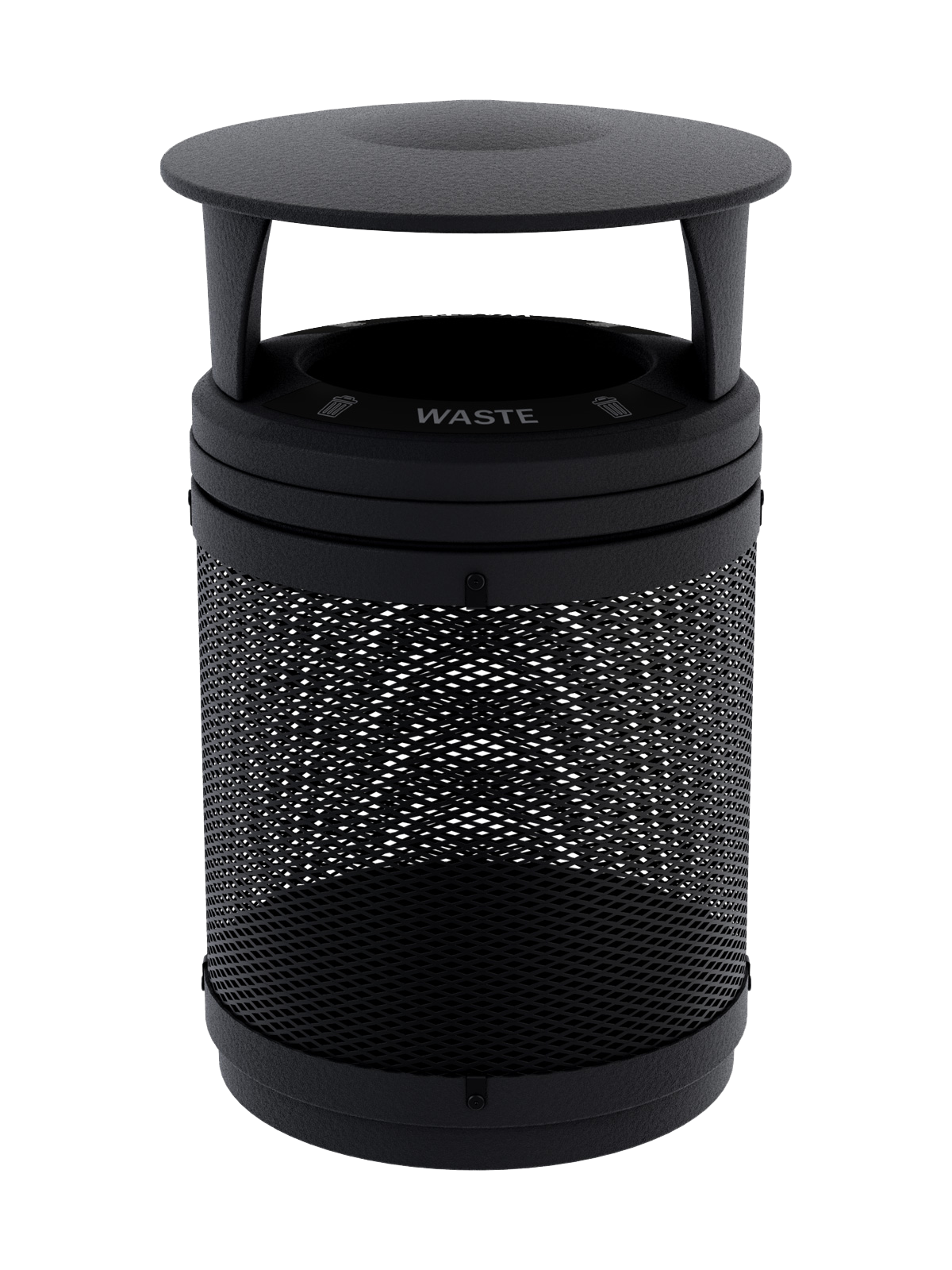 VISTABIN - 50G Collection Bin with Mesh Metal Body, Canopy Lid and 'Waste' Lid Labels