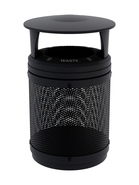 VISTABIN - 50G Collection Bin with Mesh Metal Body, Canopy Lid and 'Waste' Lid Labels