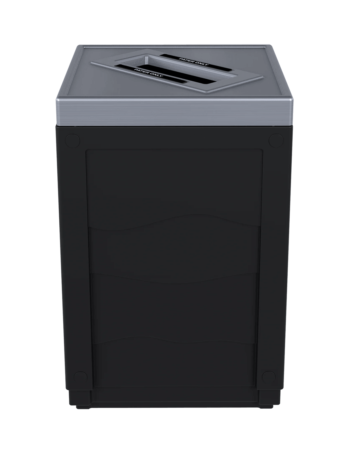 EVOLVE - 50G Black Cube with Slot Opening Lid (Stainless Steel Finish) and 'Paper' Lid Labels