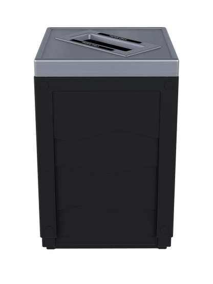 EVOLVE - 50G Black Cube with Slot Opening Lid (Stainless Steel Finish) and 'Paper' Lid Labels