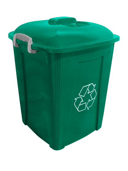 UPRIGHT - 7G Dark Green Bin with Mobius Loop Body Stamp and Lid