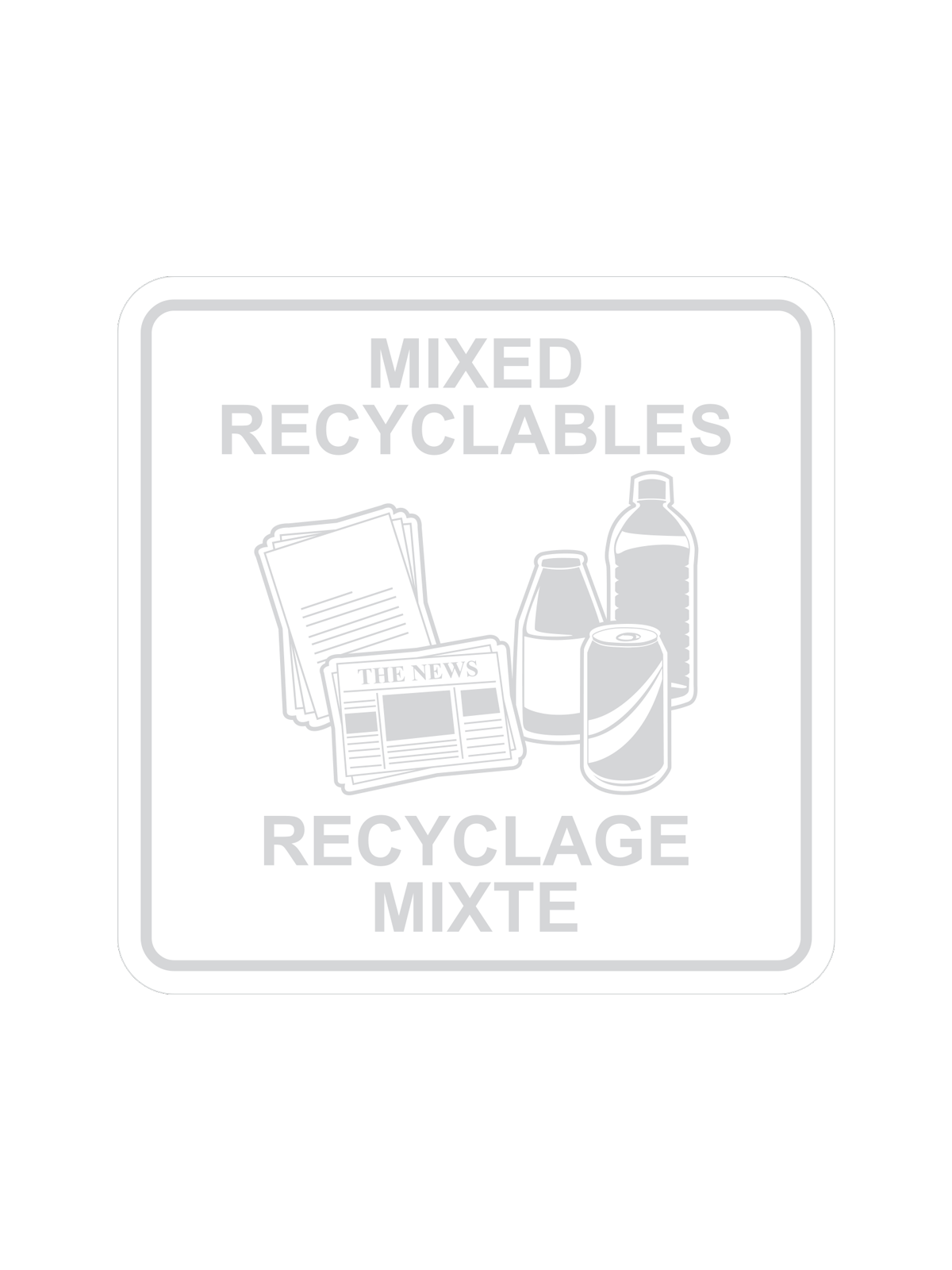 WASTE WATCHER - Label - Mixed Recyclables-Recyclage Mixte - Clear-White