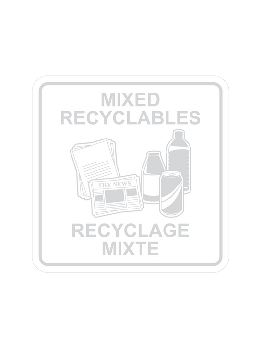 WASTE WATCHER - Label - Mixed Recyclables-Recyclage Mixte - Clear-White