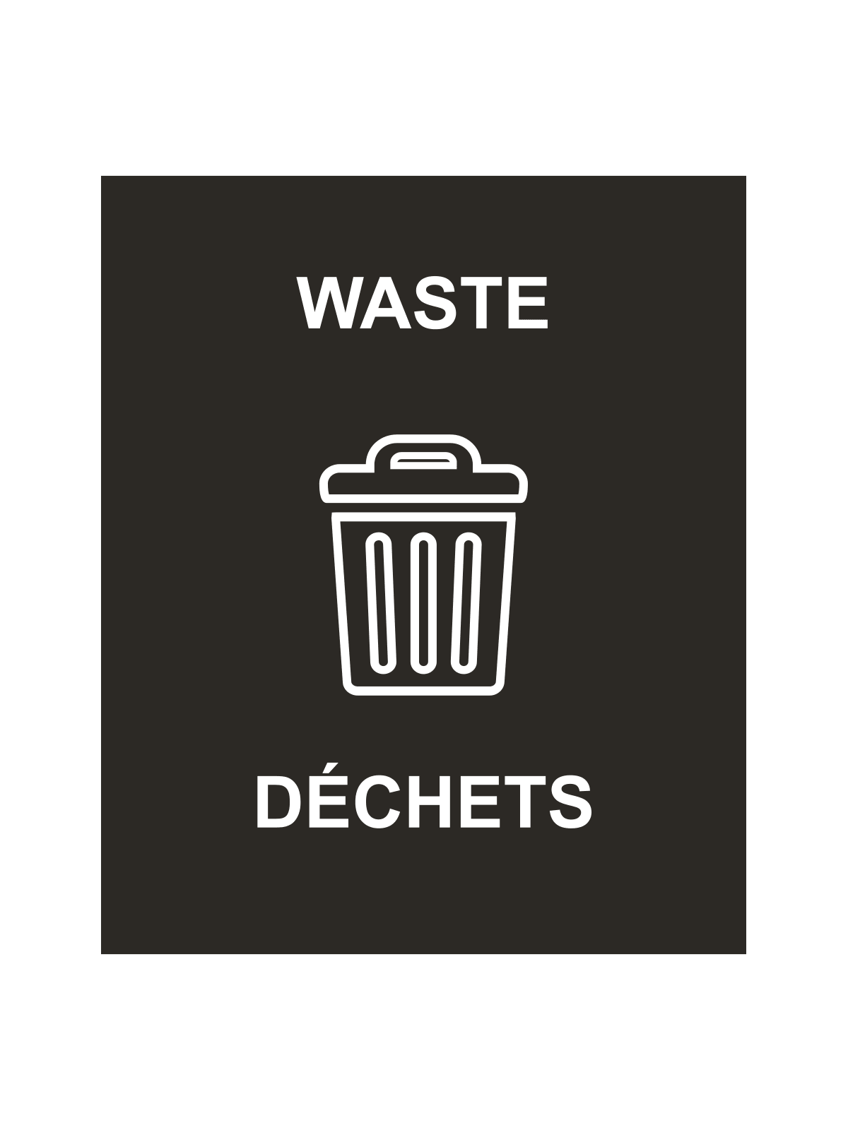 SPECTRUM - Single - Cube Slim Sign - Waste-Dechets - Black-White