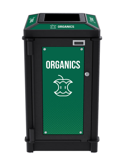 FUSION - Single Stream Top-Load Organics Bin with Full Opening Lid and Door Signage