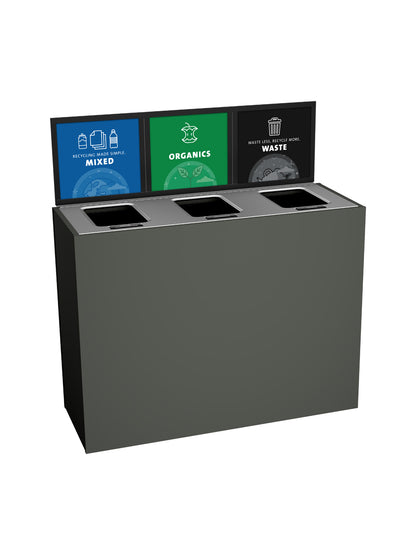 ARISTATA - Triple - Kit - Mixed Recyclables-Organics-Waste - Full-Full-Full - Slate