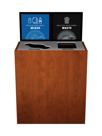 ARISTATA - Double Stream, Midsummer Flame Finish, Hinged Stainless Steel Lid with Mixed-Full Openings and Sign Frame