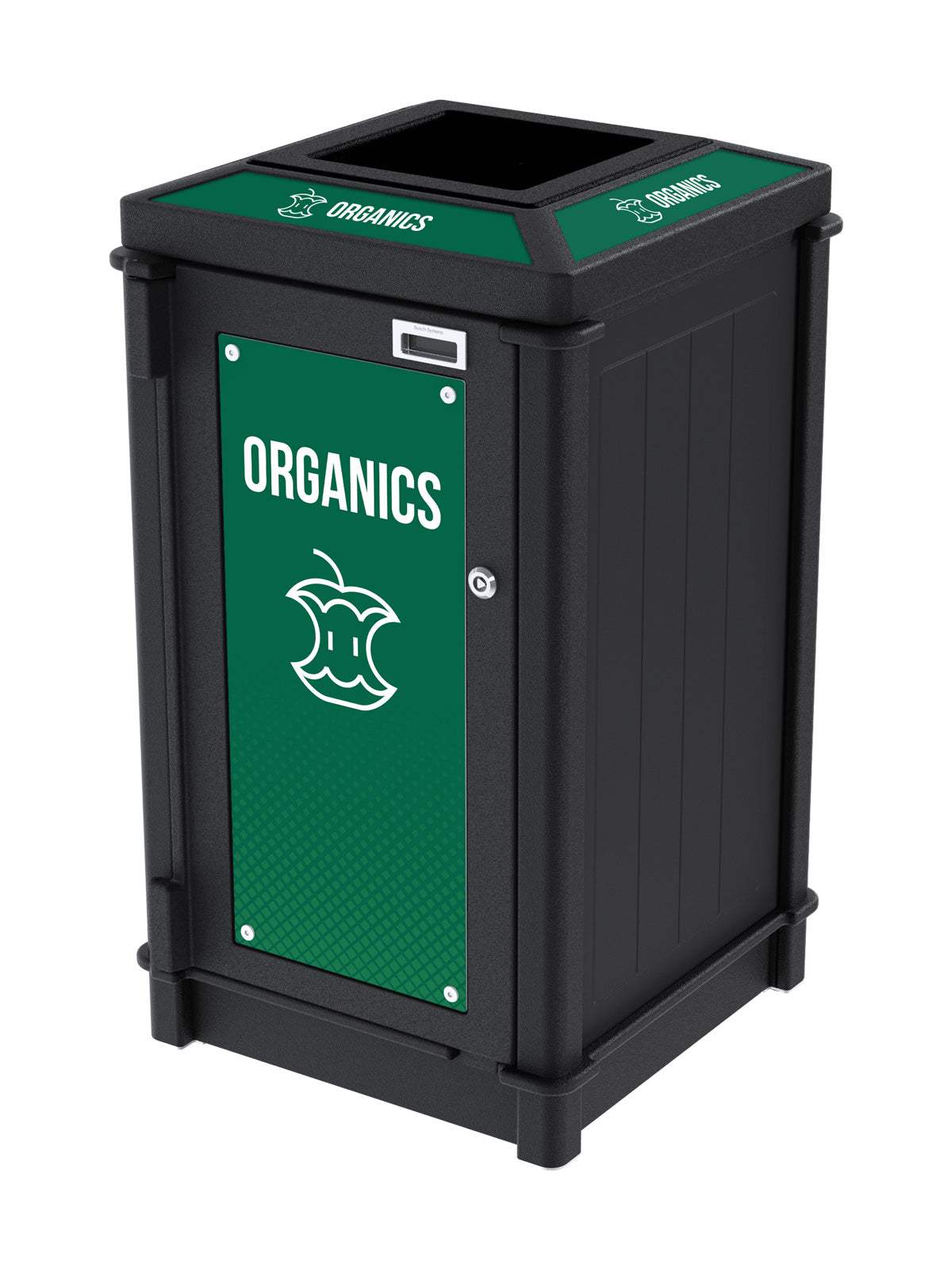 FUSION - Single Stream Top-Load Organics Bin with Full Opening Lid and Door Signage
