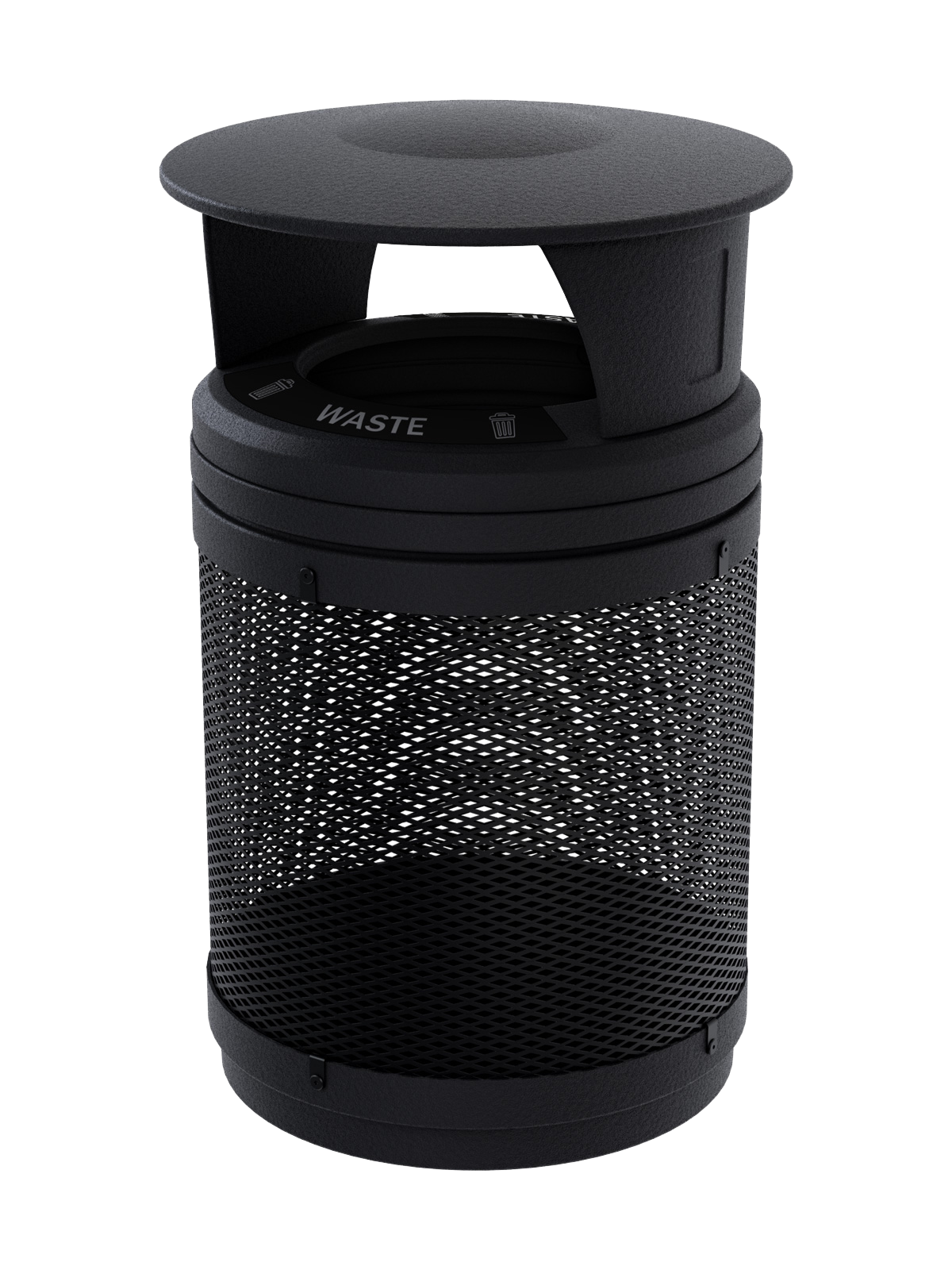 VISTABIN - 50G Collection Bin with Mesh Metal Body, Canopy Lid and 'Waste' Lid Labels