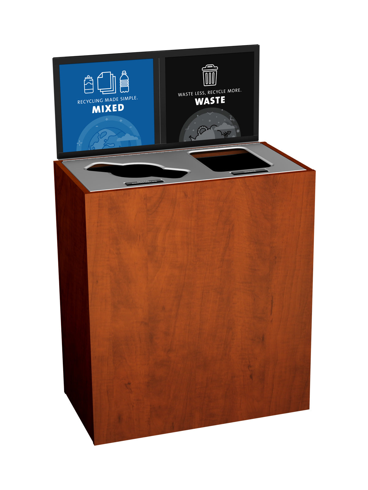 ARISTATA - Double Stream, Midsummer Flame Finish, Hinged Stainless Steel Lid with Mixed-Full Openings and Sign Frame