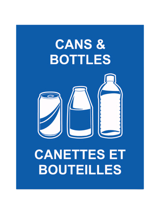 WASTE WATCHER - Sign - Cans & Bottles-Canettes et Bouteilles - Blue