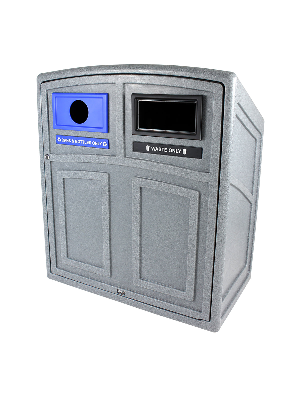 UPTOWN - Two-Stream Collection Station with Lockable Front Door Access and Removable Liners  an in Greystone Finish