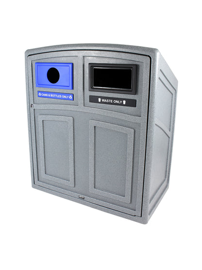 UPTOWN - Two-Stream Collection Station with Lockable Front Door Access and Removable Liners  an in Greystone Finish