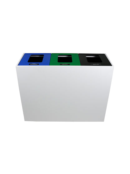 MEZZO - Triple - Ml - Mixed Recyclables-Organics-Waste - Full - White-Blue-Green-Black