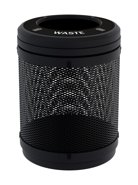 VISTABIN - 50G Collection Bin with Mesh Metal Body, Full-Opening Lid and 'Waste' Lid Labels