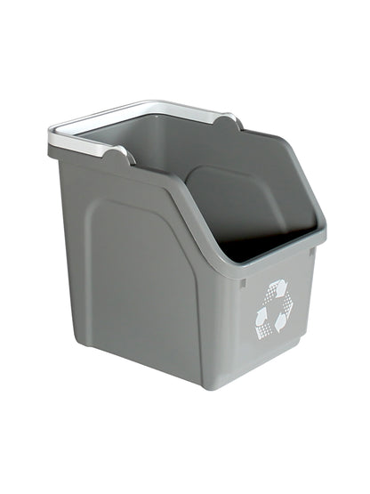 MULTI RECYCLER - 6G Grey Stackable Bin with Carry Handle and Mobius Loop Stamp