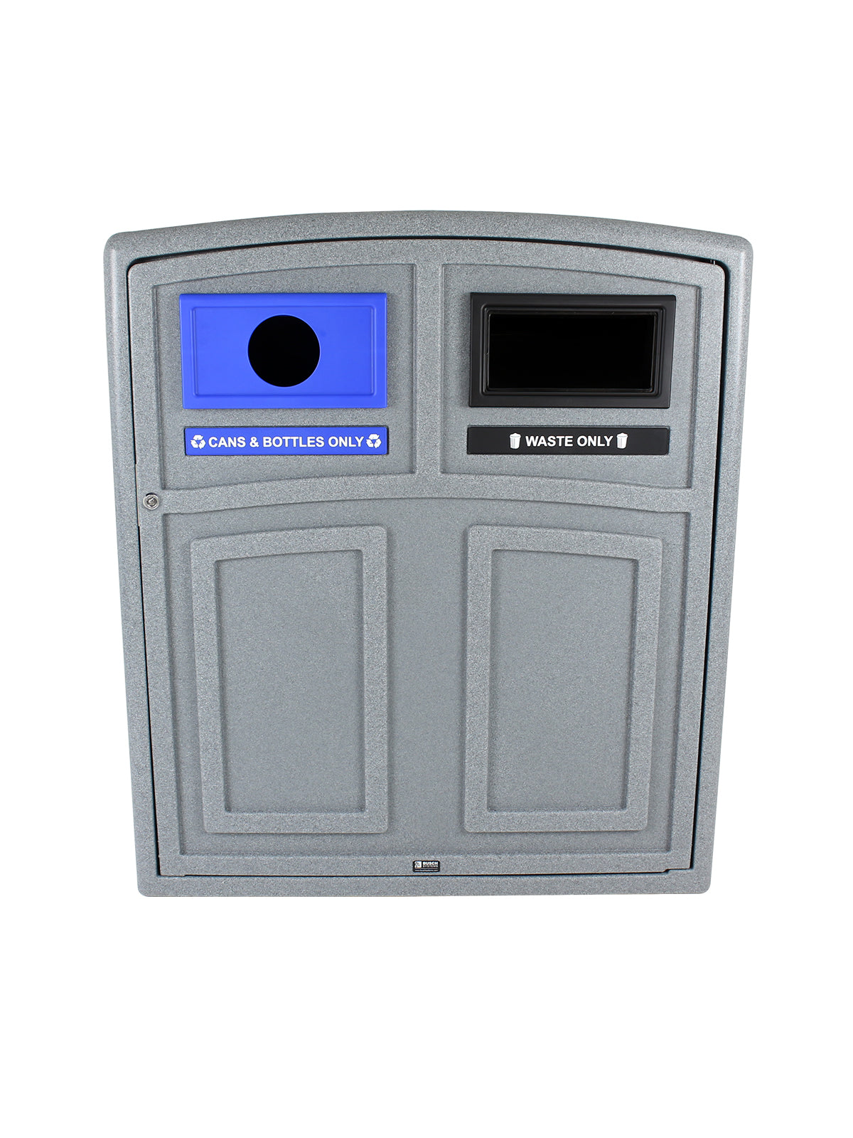 UPTOWN - Two-Stream Collection Station with Lockable Front Door Access and Removable Liners  an in Greystone Finish