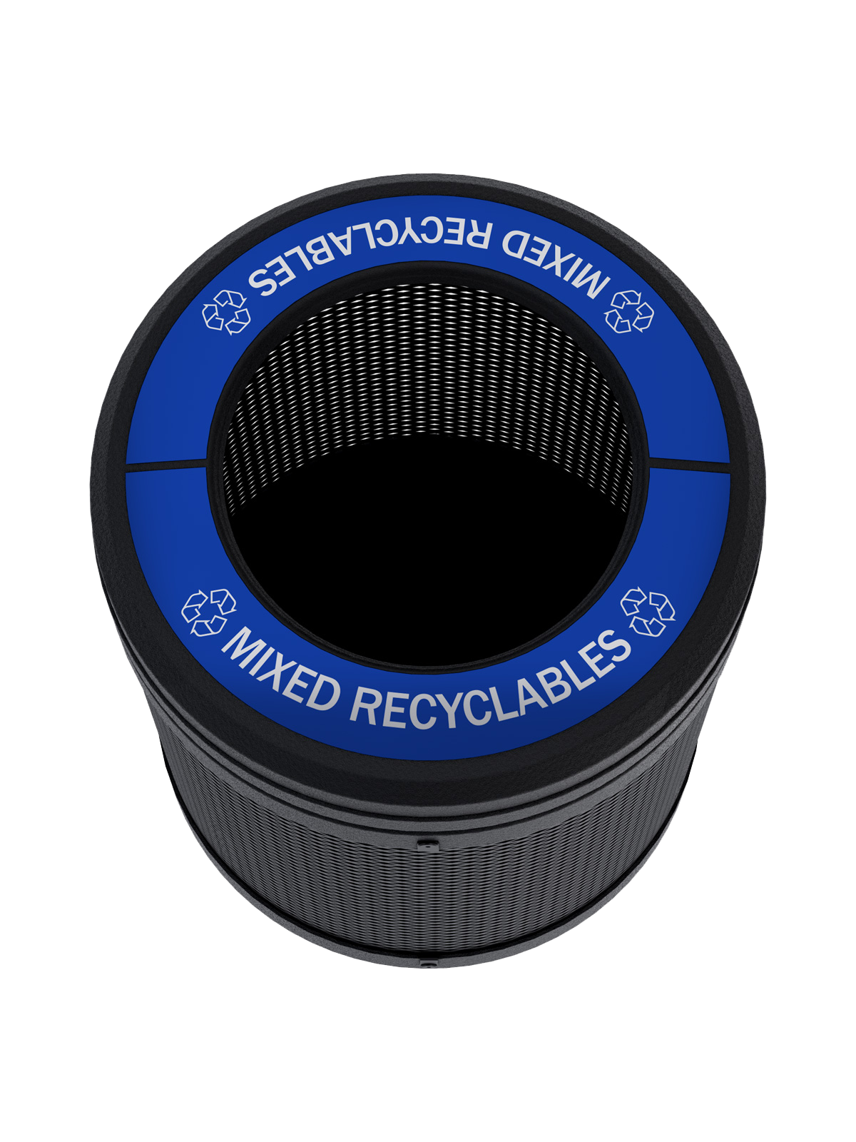 VISTABIN - 50G Collection Bin with Mesh Metal Body, Full-Opening Lid and 'Mixed Recyclables' Lid Labels