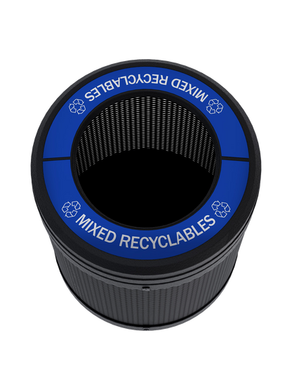VISTABIN - 50G Collection Bin with Mesh Metal Body, Full-Opening Lid and 'Mixed Recyclables' Lid Labels