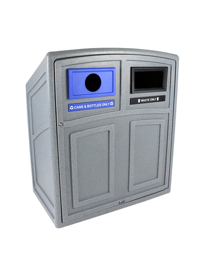 UPTOWN - Two-Stream Collection Station with Lockable Front Door Access and Removable Liners  an in Greystone Finish