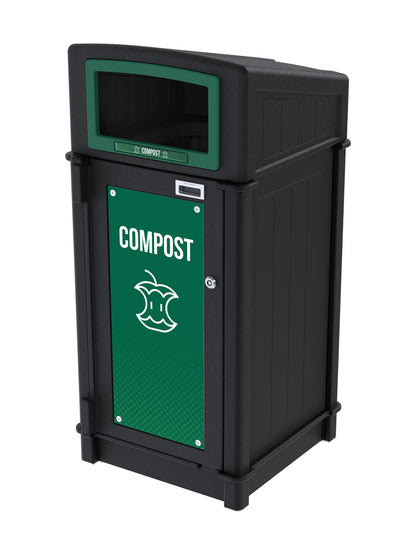 FUSION - Single Stream Front-Load Compost Bin with Full Lid Opening and Door Signage